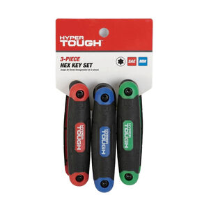 NEW Hyper Tough 3-Piece Hex Key Set One Size Black Red Blue Green